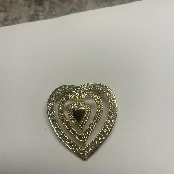 Vintage - Signed Gerry’s - Brooch Pin Gold Tone - Heart - Picture 3 of 10